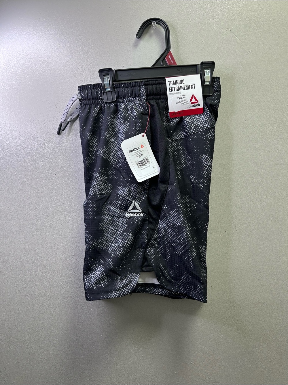 Reebok Black & Gray Patterned Kids Shorts